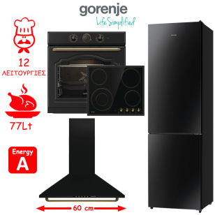 ΣΕΤ ΕΝΤΟΙΧΙΣΜΟΥ GORENGE RETRO ΜΑΥΡΟ 4 ΣΥΣΚΕΥΩΝ BOS67372CLB & EC642CLB & WHC63CLB & NRK620EABG4