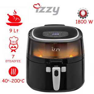 ΦΡΙΤΕΖΑ ΙΖΖΥ AIR FRYER XL 9Lt IZ-8215 ΜΑΥΡΗ ΔΩΡΟ 30 ΑΝΤΙΚΟΛΛΗΤΙΚΑ ΧΑΡΤΑΚΙΑ ΚΑΔΟΥ
