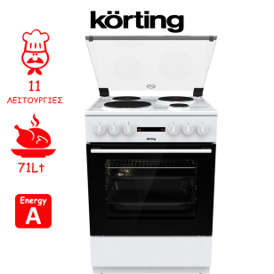 ΚΟΥΖΙΝΑ ΕΛΕΥΘΕΡΗ ΕΜΑΓΙΕ KORTING KE6A60WM KRT (742651) ΜΕ ΜΑΤΙ ΓΙΑ ΚΑΦΕ ΚΑΙ ΓΥΑΛΙΝΟ ΚΑΠΑΚΙ ΣΕ 12 ΑΤΟΚΕΣ ΔΩΣΕΙΣ