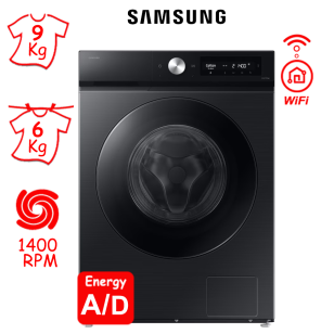 ΠΛΥΝΤΗΡΙΟ ΣΤΕΓΝΩΤΗΡΙΟ SAMSUNG WD90DB7B85GBU4 (9 Kg ΠΛΥΣ / 6Kg ΣΤΕΓ / 1400RPM) ΜΑΥΡΟ ΕΛΛΗΝΙΚΗΣ ΑΝΤΙΠΡΟΣΩΠΕΙΑΣ