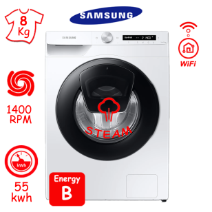 ΠΛΥΝΤΗΡΙΟ ΡΟΥΧΩΝ SAMSUNG WW80T554DAW/S6 (8Kg / 1400RPM) ADD WASH ΕΛΛΗΝΙΚΗΣ ΑΝΤΙΠΡΟΣΩΠΕΙΑΣ