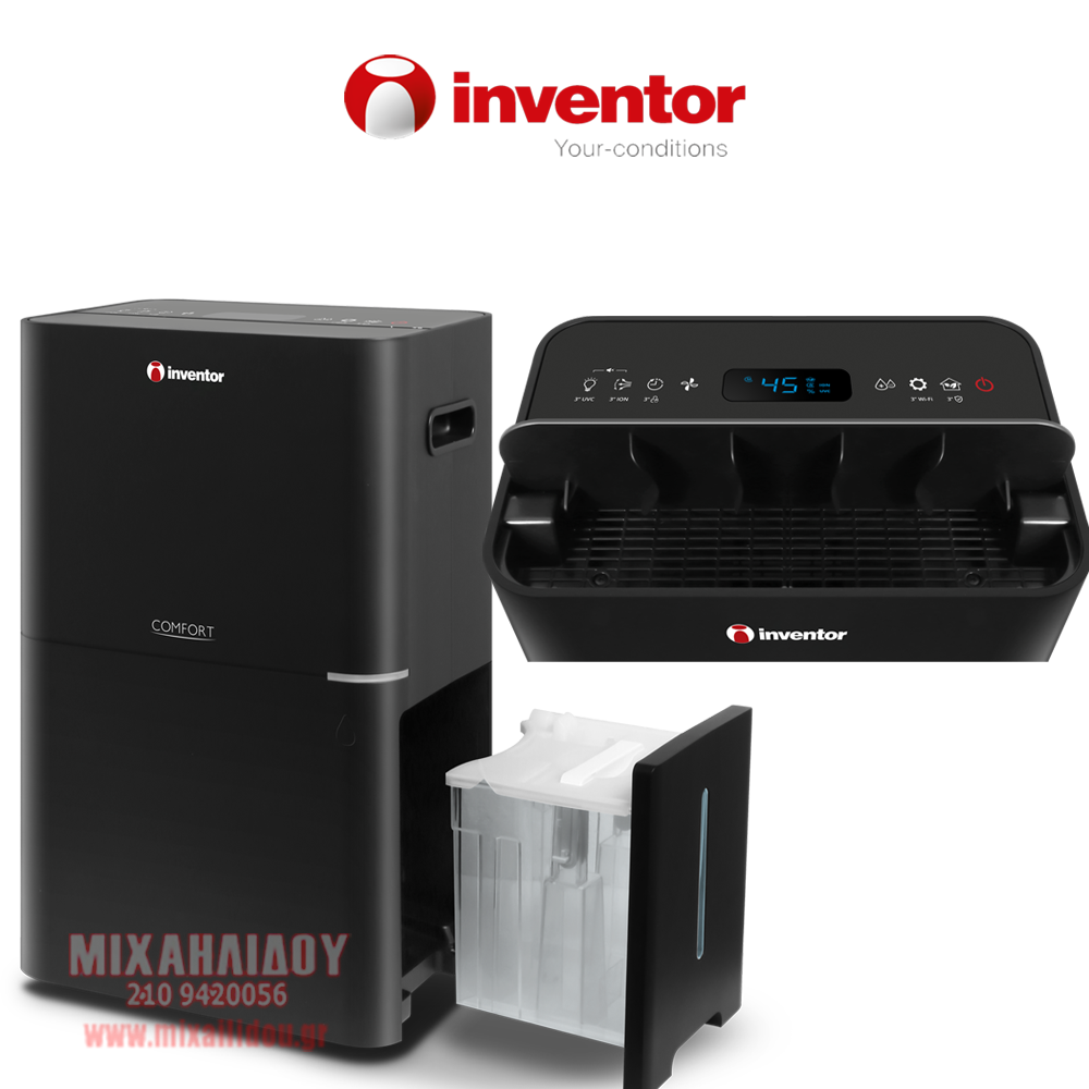 ΑΦΥΓΡΑΝΤΗΡΑΣ ΚΑΙ ΚΑΘΑΡΙΣΤΗΣ ΑΕΡΑ INVENTOR COMFORT CF-WUHIB-16L ME WiFi ΚΑΙ ΙΟΝΙΣΤΗ (ΜΑΥΡΟΣ)